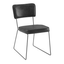 Cadeira de Jantar Roma Courissimo Preto Base Aço Preto - OOCA Móveis