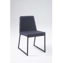 Cadeira de Jantar Yanka Linho Azul Marinho Base Aço Preto - OOCA Móveis