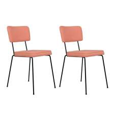Conjunto Duas Cadeiras Roma H Tecido Lona Rosa Base Aço preto - OOCA Móveis