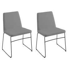 Conjunto Duas Cadeiras de Jantar Paris Cinza Base Aço Preto- OOCA Móveis