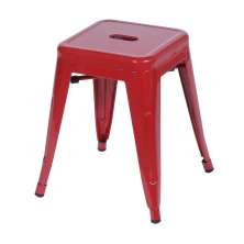 Banqueta Retro Baixa Bar Cozinha 41,5X41Cm Aço Vermelha