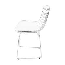 Cadeira Bertoia Cromada com Almofada Branca
