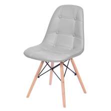 Cadeira DKR Eames Botonê Cinza e Madeira