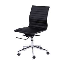Cadeira de Escritorio Eames Esteirinha Baixa Preta Sem Braço PU