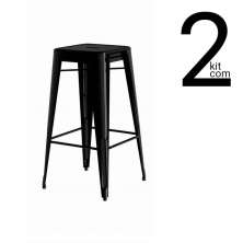 Conjunto 2 Banquetas Tolix Alta - Preta