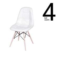 Conjunto 4 Cadeiras Eames DSW Botonê - Branca