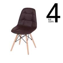 Conjunto 4 Cadeiras Eames DSW Botonê - Café
