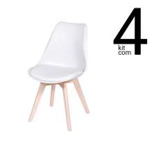 Conjunto 4 Cadeiras Saarinen Wood - Branca