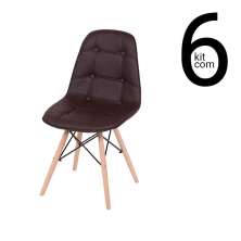 Conjunto 6 Cadeiras Eames DSW Botonê - Café
