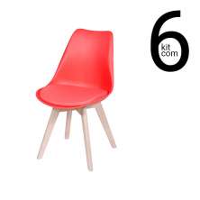 Conjunto 6 Cadeiras Saarinen Wood - Vermelha