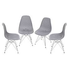 KIT 04 CADEIRAS 1119 PP CINZA BASE METAL