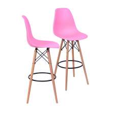KIT 2 BANQUETAS 6602 PP ROSA BASE MADEIRA