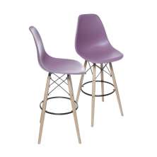 KIT 2 BANQUETAS 6602 PP ROXA BASE MADEIRA