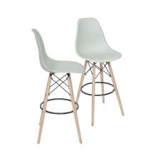 KIT 2 BANQUETAS 6602 PP VERDE CLARO BASE MADEIRA