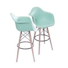KIT 2 BANQUETAS 6602PP COM BRACO TIFFANY BASE MADEIRA