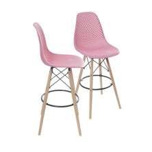KIT 2 BANQUETAS 6619 PP ROSA BASE MADEIRA