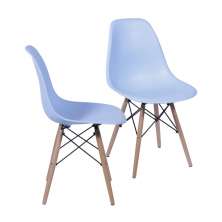 KIT 2 CADEIRAS 1102 PP AZUL BASE MADEIRA - KIDS