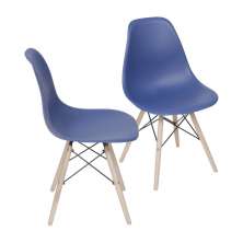 KIT 2 CADEIRAS 1102 PP AZUL MARINHO BASE MADEIRA
