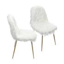 KIT 2 CADEIRAS 1115 PELO BRANCO BASE METAL COR MADEIRA