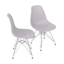 KIT 2 CADEIRAS 1119 PP BRANCA BASE CROMADA