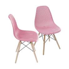 KIT 2 CADEIRAS 1119 PP ROSA BASE MADEIRA