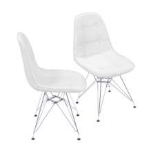 Kit 2 Cadeiras Dkr Botonê Cor Branca - Base Cromada