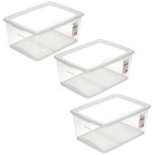 3 Caixas Plásticas Cesto Organizador com Tampa 30L Brinquedos Closet Incolor