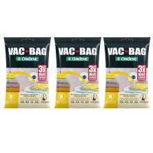 3 Sacos Ordene Vac Bag para Roupas Médio 45x65cm A Vácuo Polietileno Reutilizável
