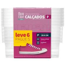 6 Caixas de Sapato Ordene Pequena 28 a 34 Empilhável Transparente