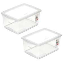 Kit 2 Caixas Organizadoras 7,5L Tampa Click Ordene Transparente Closet Lavanderia