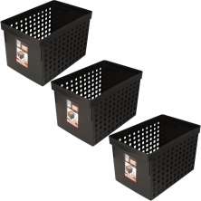 Kit 3 Caixas Plásticas para Arquivos Pastas Suspensas com Furação 42x27cm Office Line Ordene