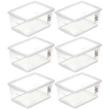 Kit 6 Caixas Organizadoras com Tampa 7,5L Empilháveis Ordene Maquiagem Brinquedos