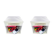 Caixa Organizadora De Brinquedo Com Tampa Fixa E Visor KIT 2
