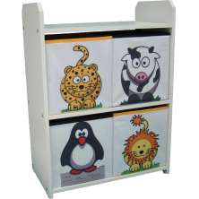Estante Nicho Com Caixas Estampadas - Leopardo - Leão - Pinguim - Vaquinha