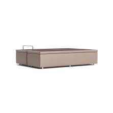 Base Para Cama Box Casal Pérola com Baú Bege