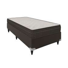 Base para Cama Box Solteiro Cori II com Colchão Jakarta Molas Ensacadas (22x88x188) Marrom e Branco