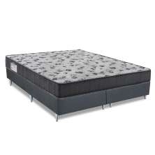 Cama Box Camurça I com Colchão Queen Espuma D33 Iso (18x158x198) Cinza e Grafite
