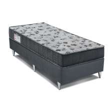 Cama Box Camurça I com Colchão Solteiro Espuma D33 Iso (18x88x188) Cinza e Grafite