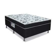 Cama Box Casal Conjugada Union Espuma D28 Preta e Branca