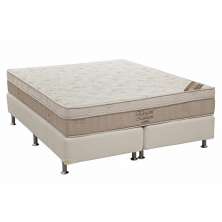 Conjunto Cama Box Light com Colchão King Molas Nanolastic Elegant (27x193x203) Bege