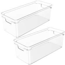 2 Organizadores Empilháveis Caixas Organizadoras Closet Geladeira Clear Natural