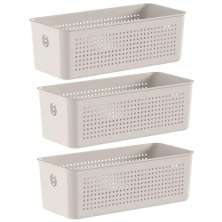 3 Caixas Organizadoras 27x12x9cm Bege Flow 3L Retangular Ces