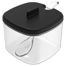 Açucareiro Com Tampa E Colher Para Servir Porta Açúcar Cozinha Preto