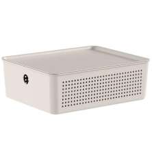 Caixa Organizadora com Tampa Ou Bege 27x22x9cm Cesto Organiz