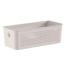 Cesto Organizador 27x12x9cm Flow Bege Caixa Organizadora 3L Lavanderia Banheiro