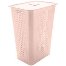 Cesto Para Roupas Organizador Lavanderia 47 Litros Plástico Rosa Nude