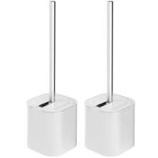 Conjunto 2 Escovas Sanitárias com Suportes para Banheiro Lavabo Polipropileno Dual OU Branco