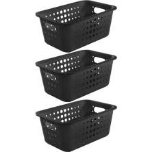 Conjunto 3 Caixas Organizadoras Plásticas 5L Casa Cestos Organizadores Closet Armário OU Preto