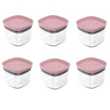 Conjunto 6 Potes Vedação Hermético 450ml Vedação Em Silicone Rosa