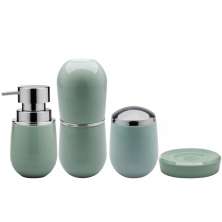 Conjunto Banheiro Saboneteiras Porta Escova Pote Para Algodão Verde Menta